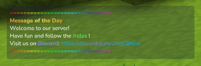 Message of the day displayed to players with custom formatting