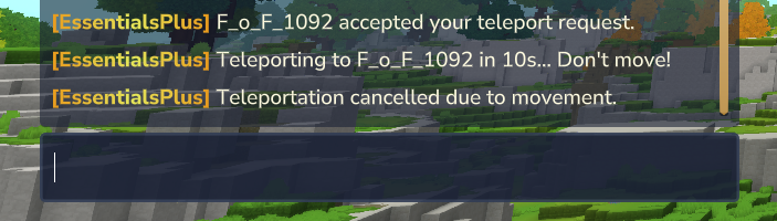 Teleport request workflow showing request, accept, and deny messages
