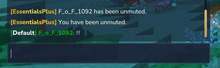 Unmute command execution showing player being unmuted successfully